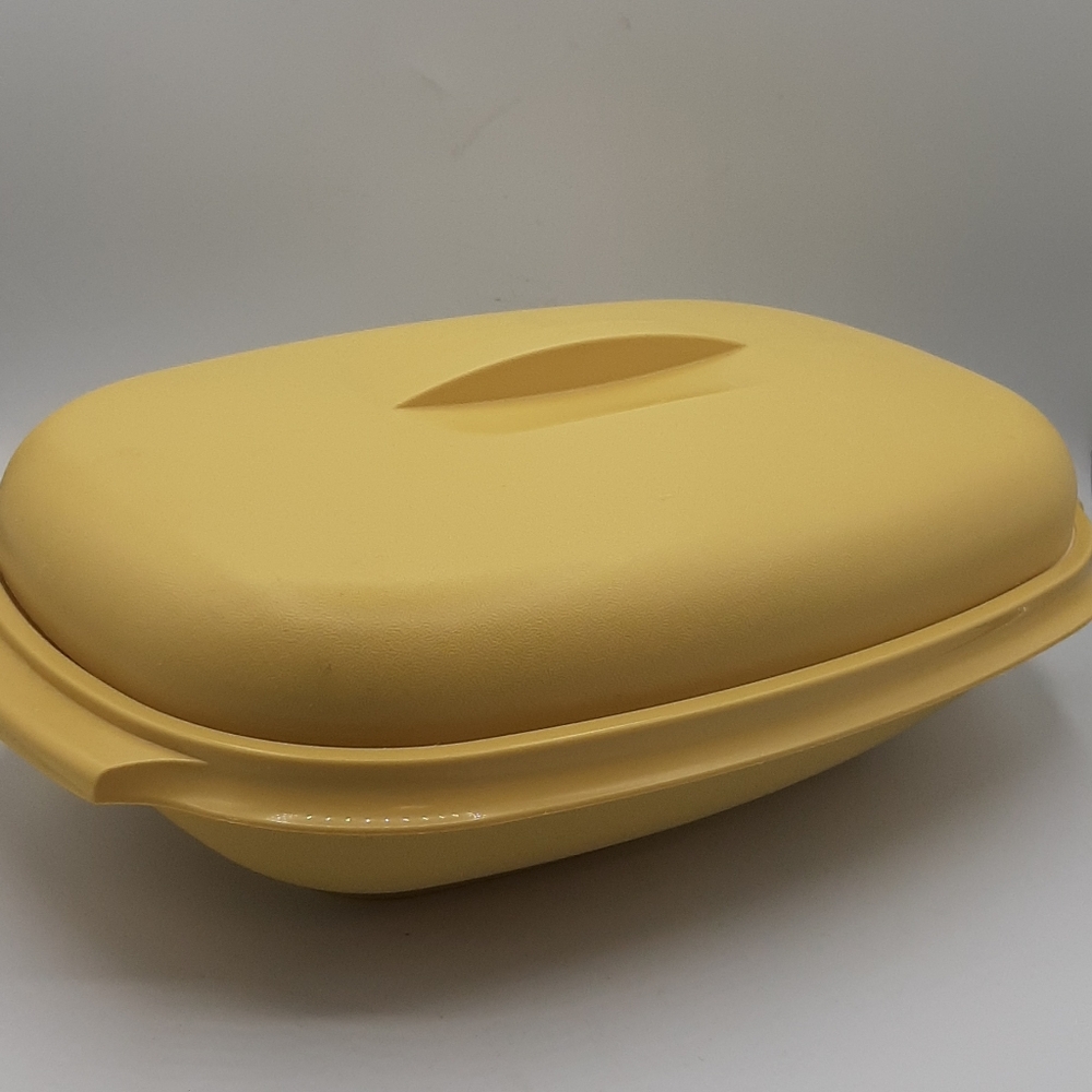 Vtg Tupperware Harvest Gold 1273-7 Microwave Vegetable Rice Steamer 3 Piece USA